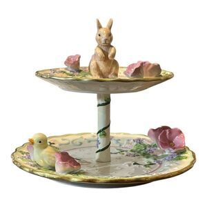 Charming Two-Tier Bunny and Duck Stand